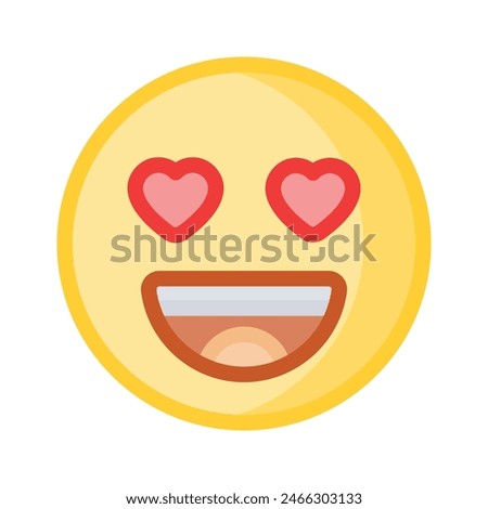 Happy face with heart symbols on eyes, concept icon of in love emoji