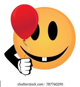 happy face holding  red balloon. vector illustrations