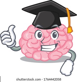 Happy face of human brain in black graduation hat for the ceremony