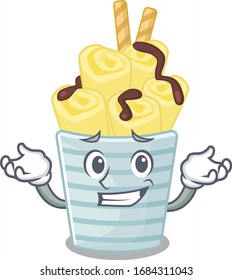 Happy face of ice cream banana rolls mascot cartoon style