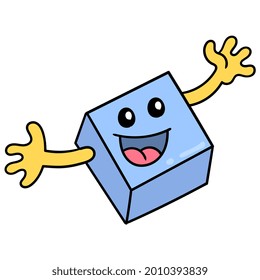 happy face ice cubes, vector illustration carton emoticon. doodle icon drawing