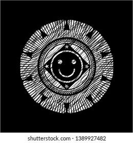 happy face icon with chalkboard texture