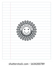 happy face icon drawn with pencil strokes. Vector Illustration. Detailed.