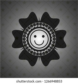 happy face icon inside black emblem. Vintage.
