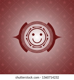 happy face icon inside red icon or emblem