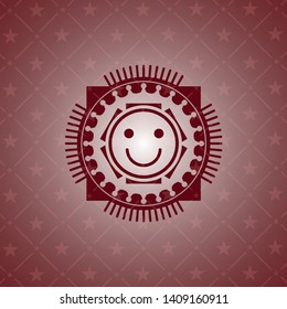 happy face icon inside red icon or emblem