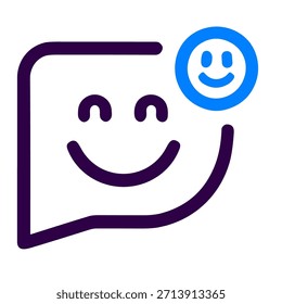 Icono de la cara feliz. Una Ilustración vectorial lineal de la cara feliz aislada en el fondo blanco.