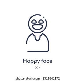 happy face icon from people outline collection. Thin line happy face icon isolated on white background.