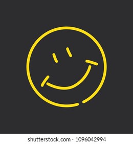 Happy face icon, vector illustration design. Neon logo collection.