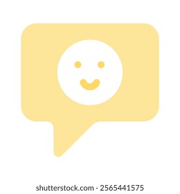 A happy face inside a speech bubble representing positive feedback vector