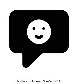 A happy face inside a speech bubble representing positive feedback vector