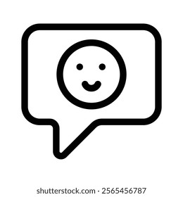 A happy face inside a speech bubble representing positive feedback vector