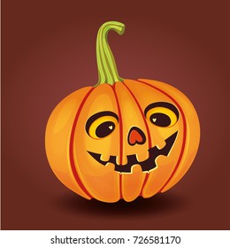 Happy face isolated on dark background. Halloween Pumpkin vector illustration