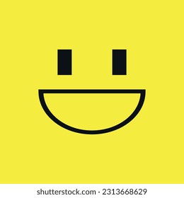 Happy face isolated on yellow background.