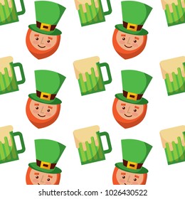 happy face leprechaun and beer glass pattern