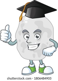 Happy face Mascot design concept of planctomycetes wearing a Graduation hat. Vector illustration