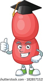 Falso diseño Mascot de neisseria gonorrhoeae con sombrero de graduación. Ilustración del vector
