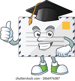 Happy face Mascot design concept of letter wearing a Graduation hat. Vector illustration