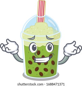 Frase feliz con el estilo de las caricaturas de las mascotas de las burbujas matcha