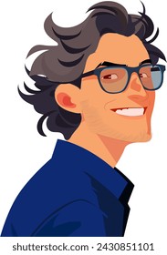 happy face of  middle age man, wearing glass