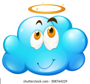 Happy face on blue cloud illustration