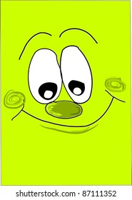 Happy face on the green background