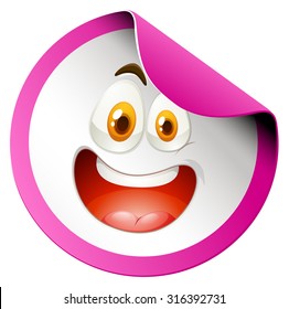 Happy face on round badge illustration