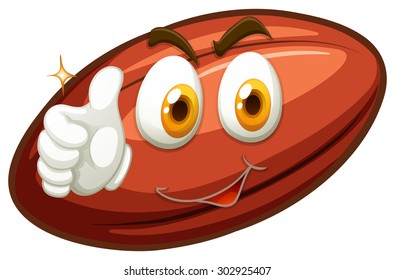 Happy face on rugby ball illustration
