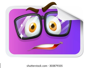 Happy face on sticker illustration