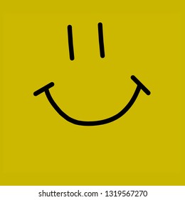 Happy face on yellow background. Smile vector. 