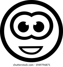Happy face outline vector icon. Comic character. Happiness emoticon. Smiling head. Positive attitude. Flat simple line design illustration.