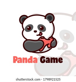 HAPPY FACE PANDA PLAYING GAME CARTOON LOGO