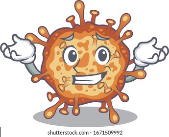 Happy face of retro virus corona mascot cartoon style