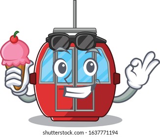 happy face ropeway cartoon design with ice cream