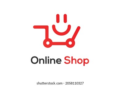 Happy face shopping chart logo design eps 10 isolated