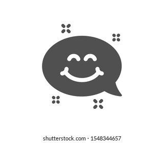 Happy face sign. Smile chat icon. Emoticon speech bubble symbol. Classic flat style. Simple smile chat icon. Vector