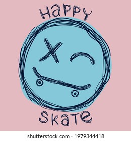 happy face skateboard, smiling having fun