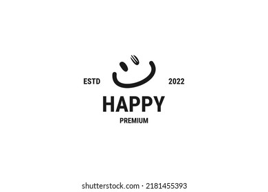 Happy face smile food fork logo design vector icon illustration idea