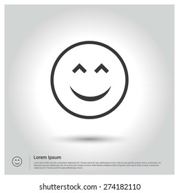 happy face smiley icon, Flat pictograph Icon design gray background. Vector illustration.
