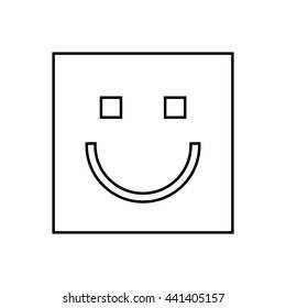 happy face square isolated icon design