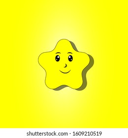 happy face star vector illustration yellow background