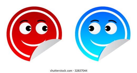 happy face stickers vector illustration
