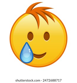 Cara feliz con lágrimas Grande tamaño de la sonrisa de emoji amarillo con el pelo