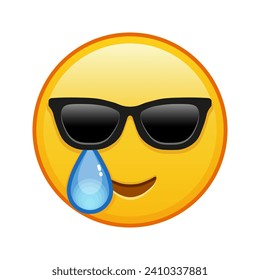 Happy face with tears and sunglasses Large size of yellow emoji smile