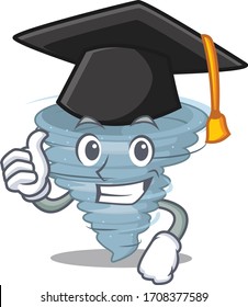 Happy face of tornado in black graduation hat for the ceremony