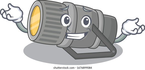 Happy face of underwater flashlight mascot cartoon style