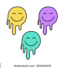 Happy Face Vector Art Illustration. Dripping Smile Face Icon. Fashion Illustration.