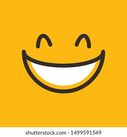 Happy face vector illustration icon smile element yellow color hand drawn doodle lineart