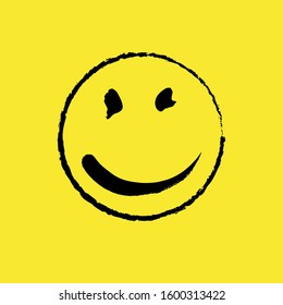 Happy face vector illustration icon smile element yellow color cute drawing with arrow. Smile Emoticon Vector Template Design. Isolated line simple illustration.