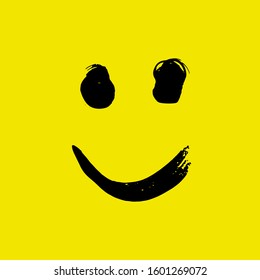 Happy face vector illustration icon smile element yellow color cute drawing with arrow. Smile Emoticon Vector Template Design.  Eps10.